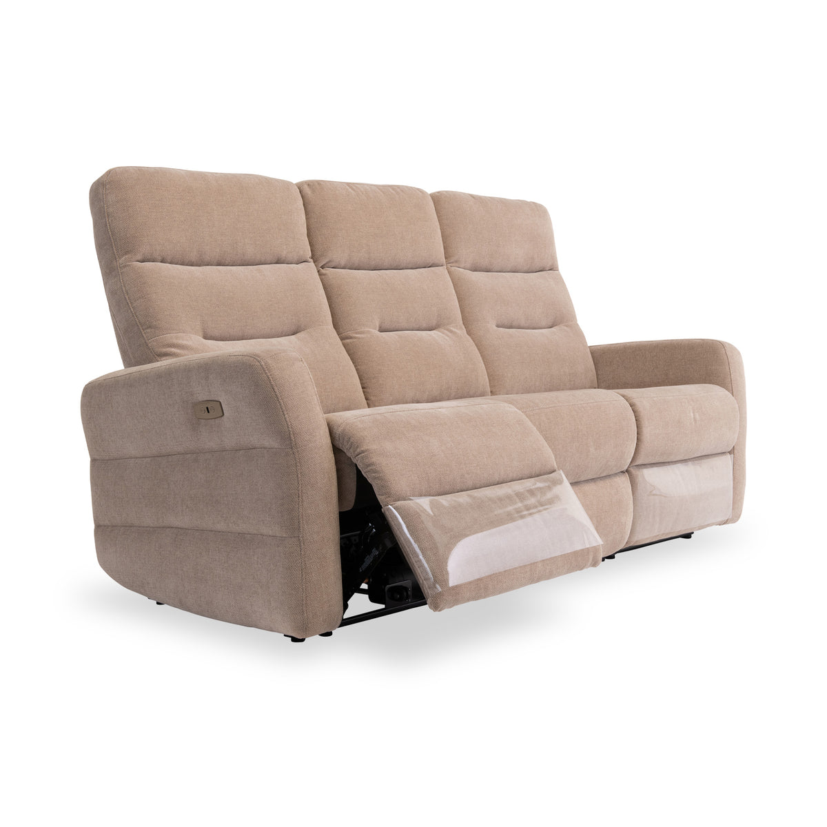 Dalton Mink Fabric Electric Reclining 3 Seater Sofa from Roseland furniture