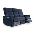 Dalton Navy Blue Fabric Electric Reclining 3 Seater Couch