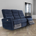 Dalton Navy Blue Fabric Electric Reclining 3 Seater Sofa for living room