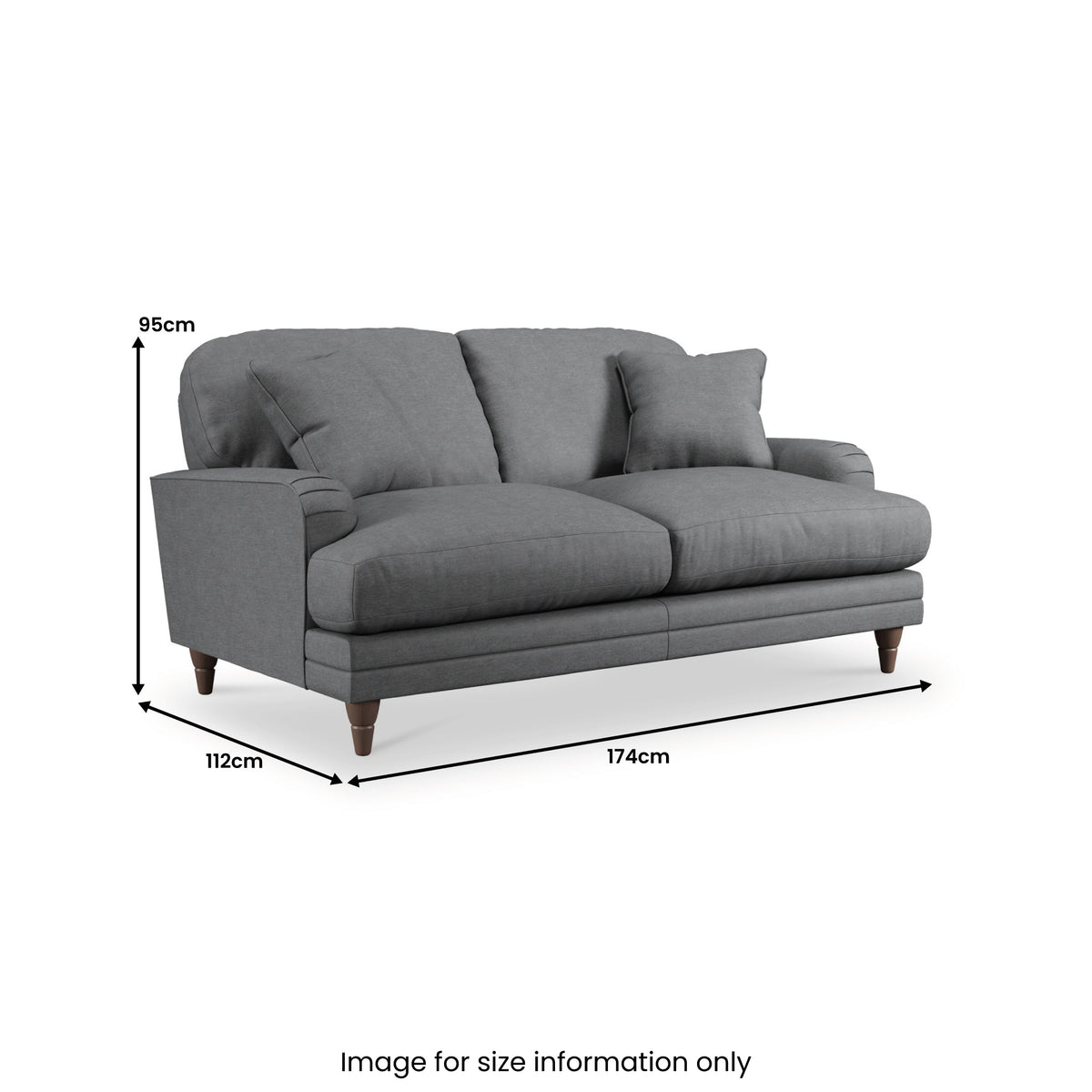 Bampton 2 Seater Sofa Charcoal Beech Feet from Roseland Furniture