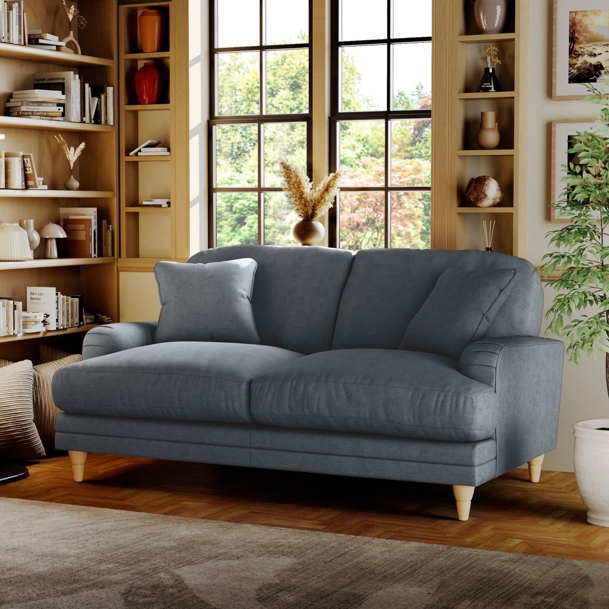 Bampton 2 Seater Sofa Granite Oak Feet from Roseland Furniture