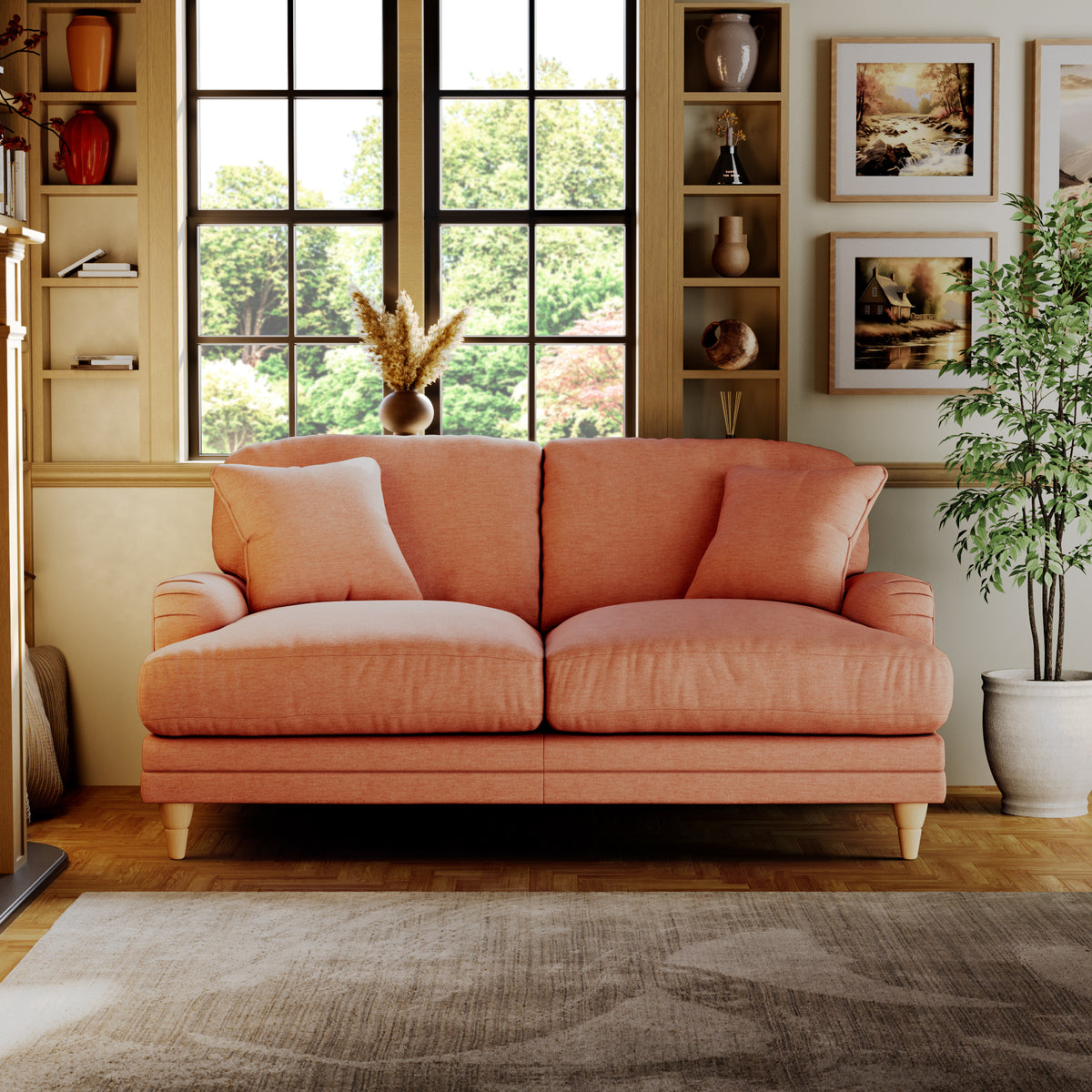 Bampton 2 Seater Sofa Salmon Oak Feet from Roseland Furniture