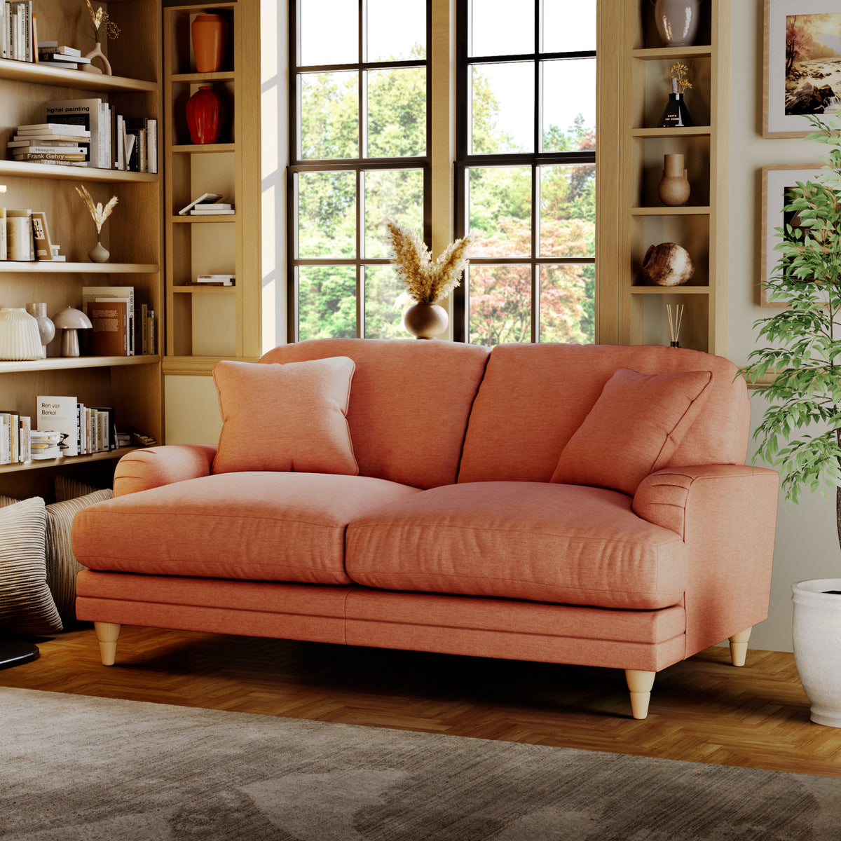 Bampton 2 Seater Sofa Salmon Oak Feet from Roseland Furniture
