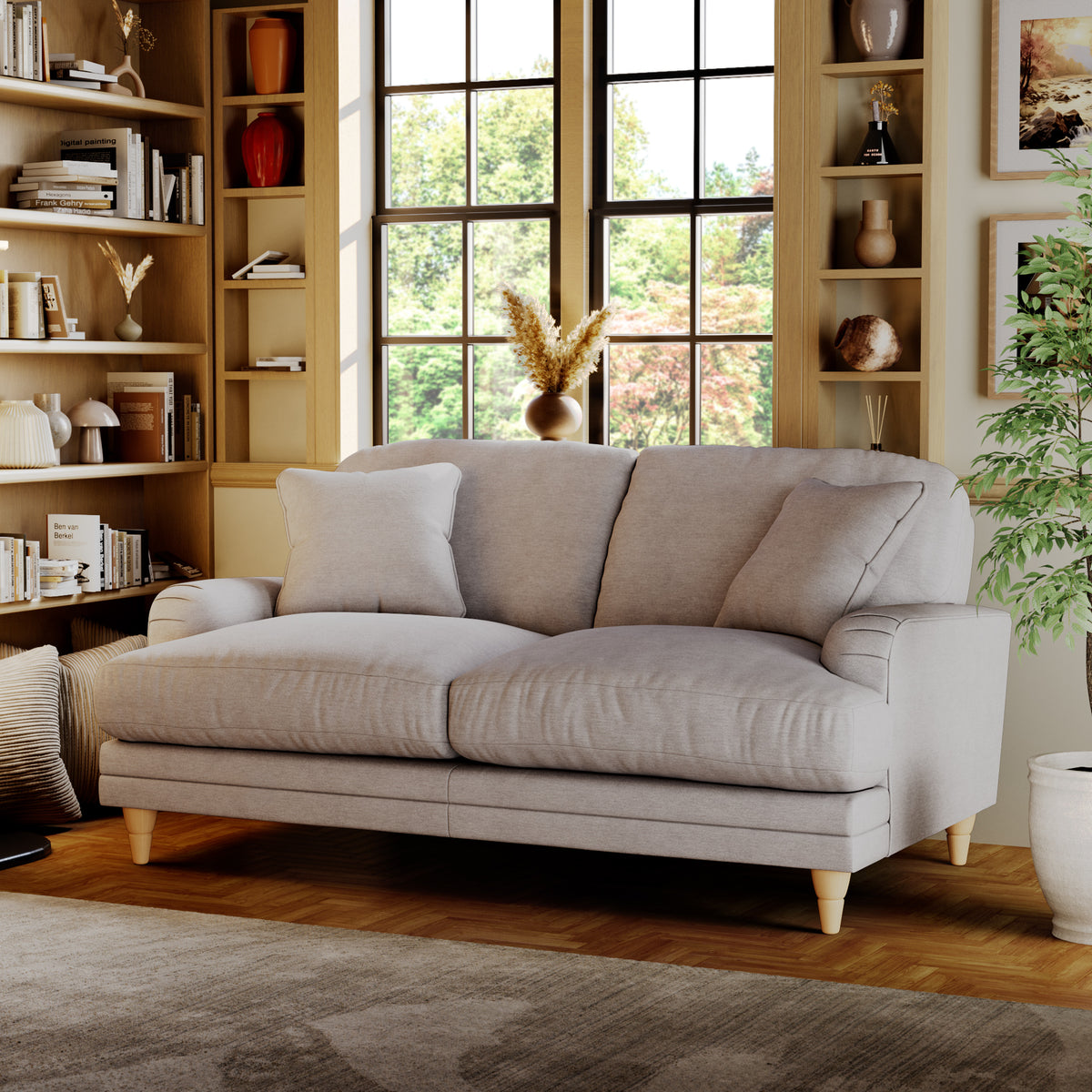 Bampton 2 Seater Sofa Silver Oak Feet from Roseland Furniture