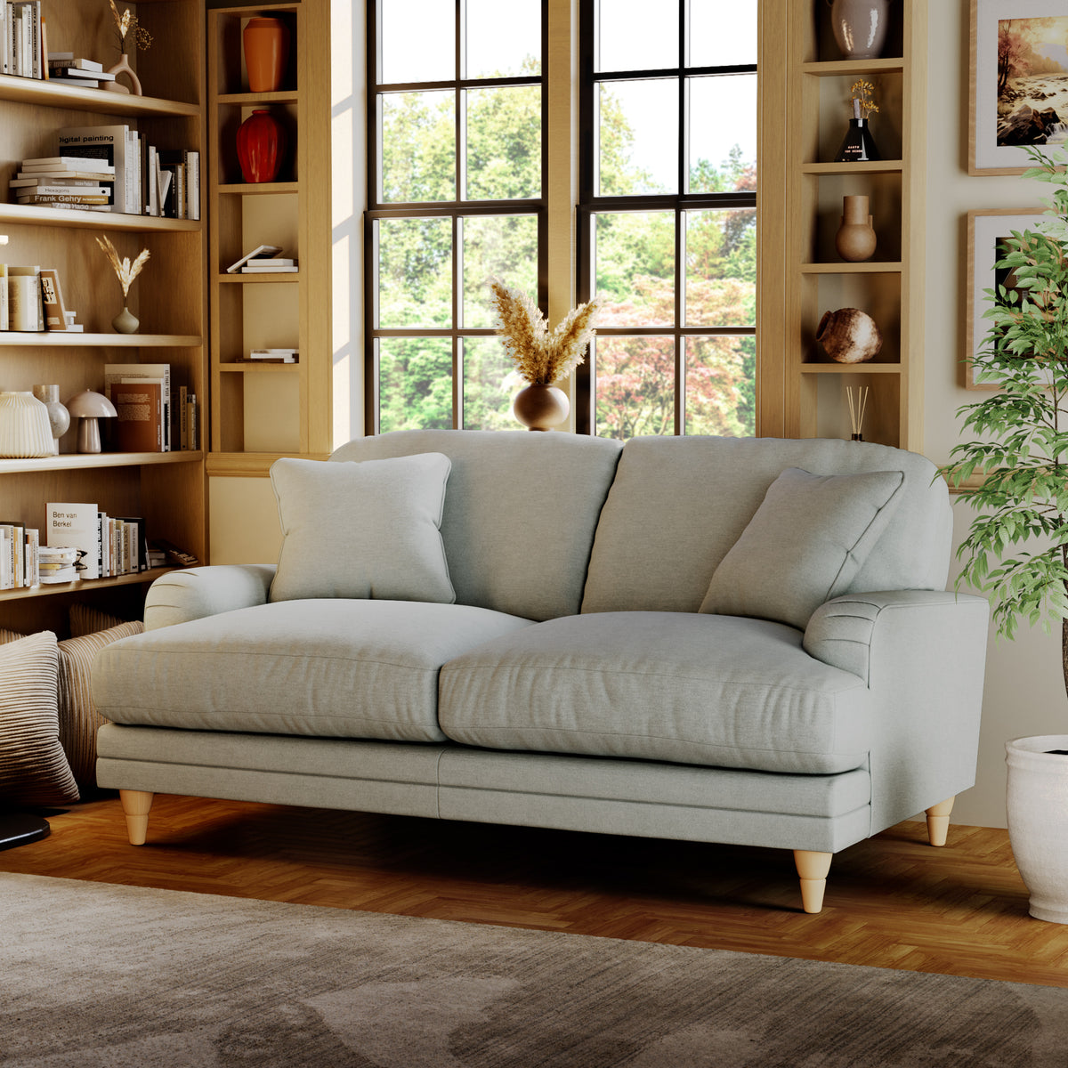 Bampton 2 Seater Sofa Sky Oak Feet from Roseland Furniture