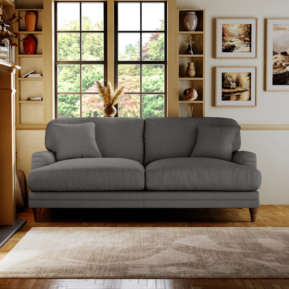 Bampton 3 Seater Sofa Charcoal from Roseland Furniture