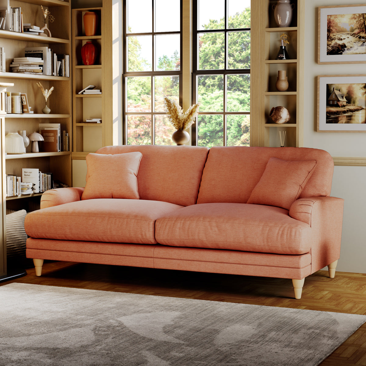 Bampton 3 Seater Sofa Salmon Oak Feet from Roseland Furniture