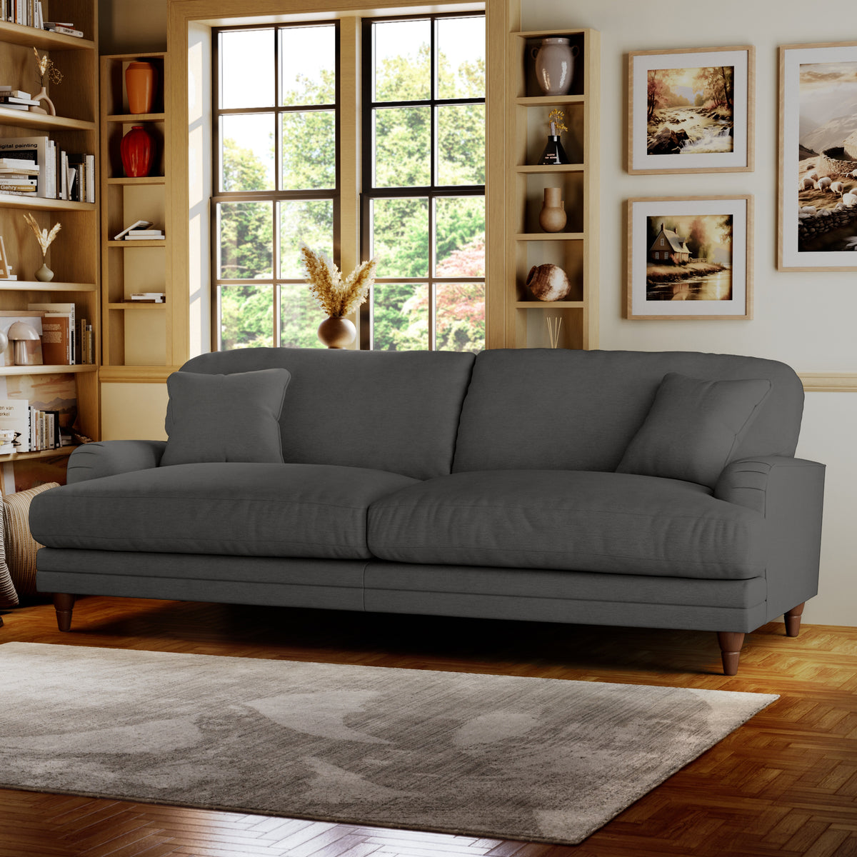 Bampton 4 Seater Sofa Charcoal from Roseland Furniture
