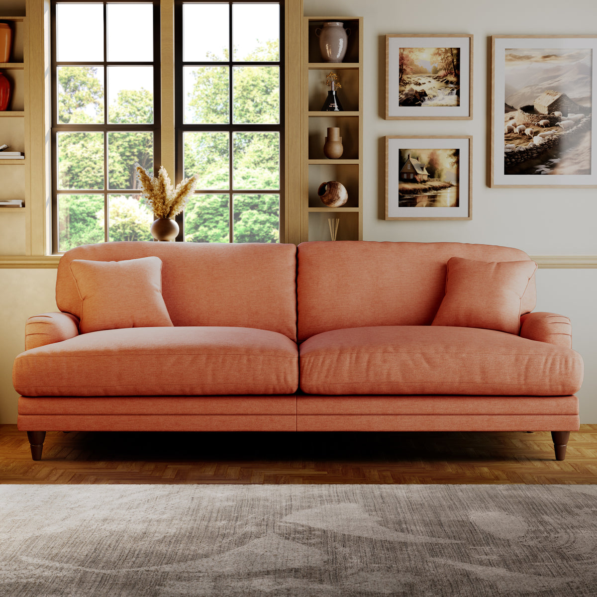 Bampton 4 Seater Sofa Salmon from Roseland Furniture