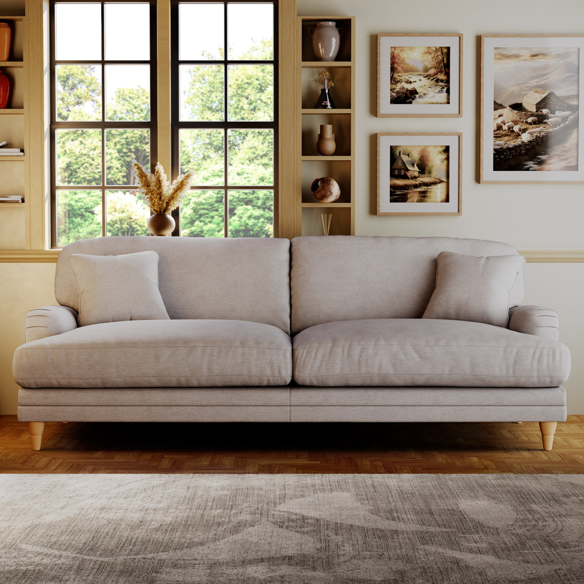 Bampton 4 Seater Sofa Silver Oak Feet from Roseland Furniture