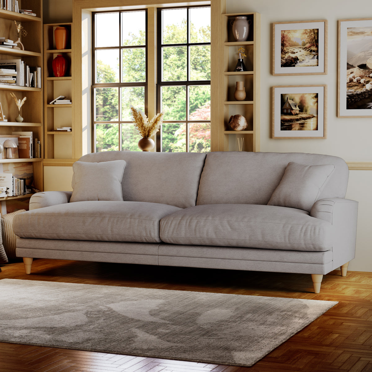 Bampton 4 Seater Sofa Silver Oak Feet from Roseland Furniture