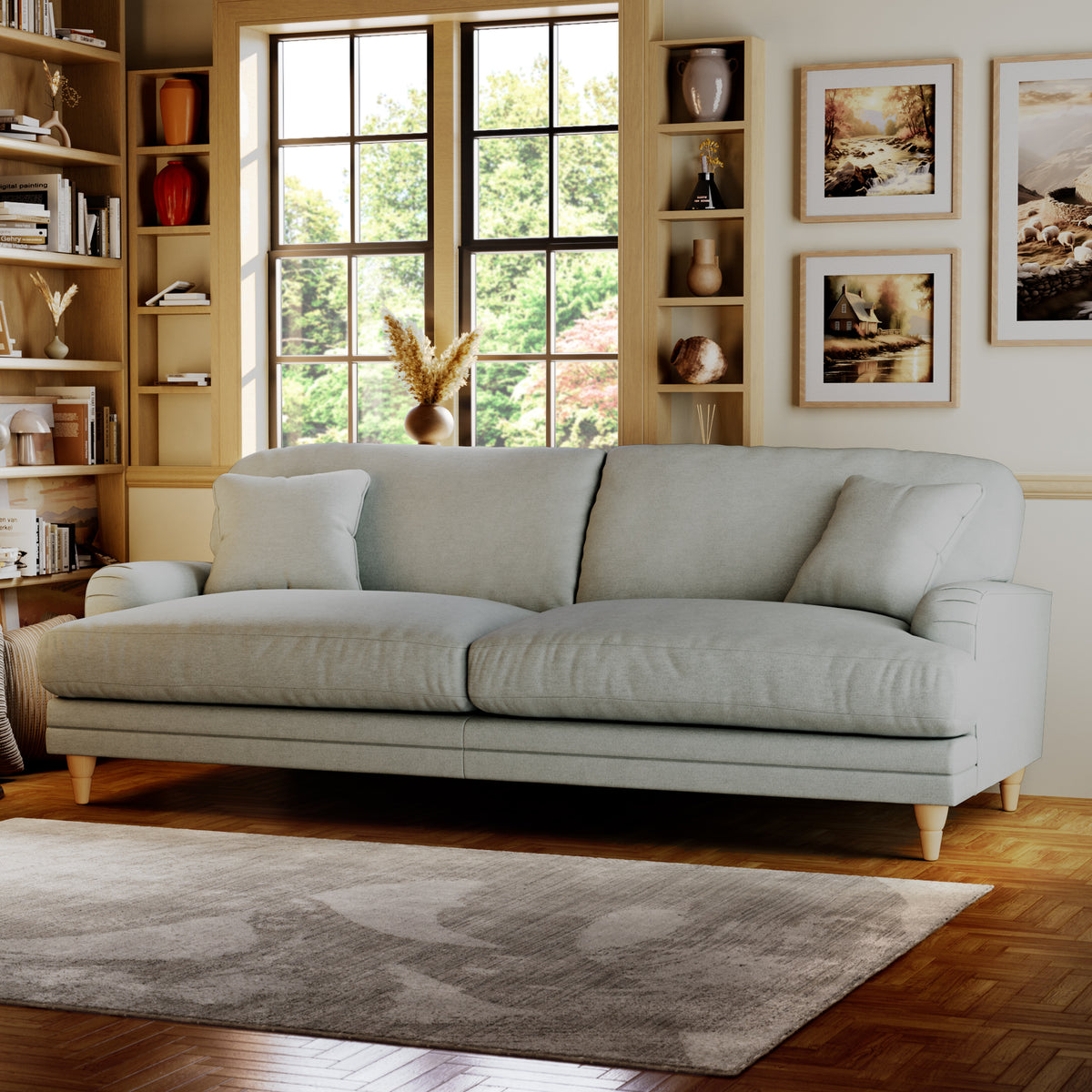 Bampton 4 Seater Sofa Sky Oak Feet from Roseland Furniture