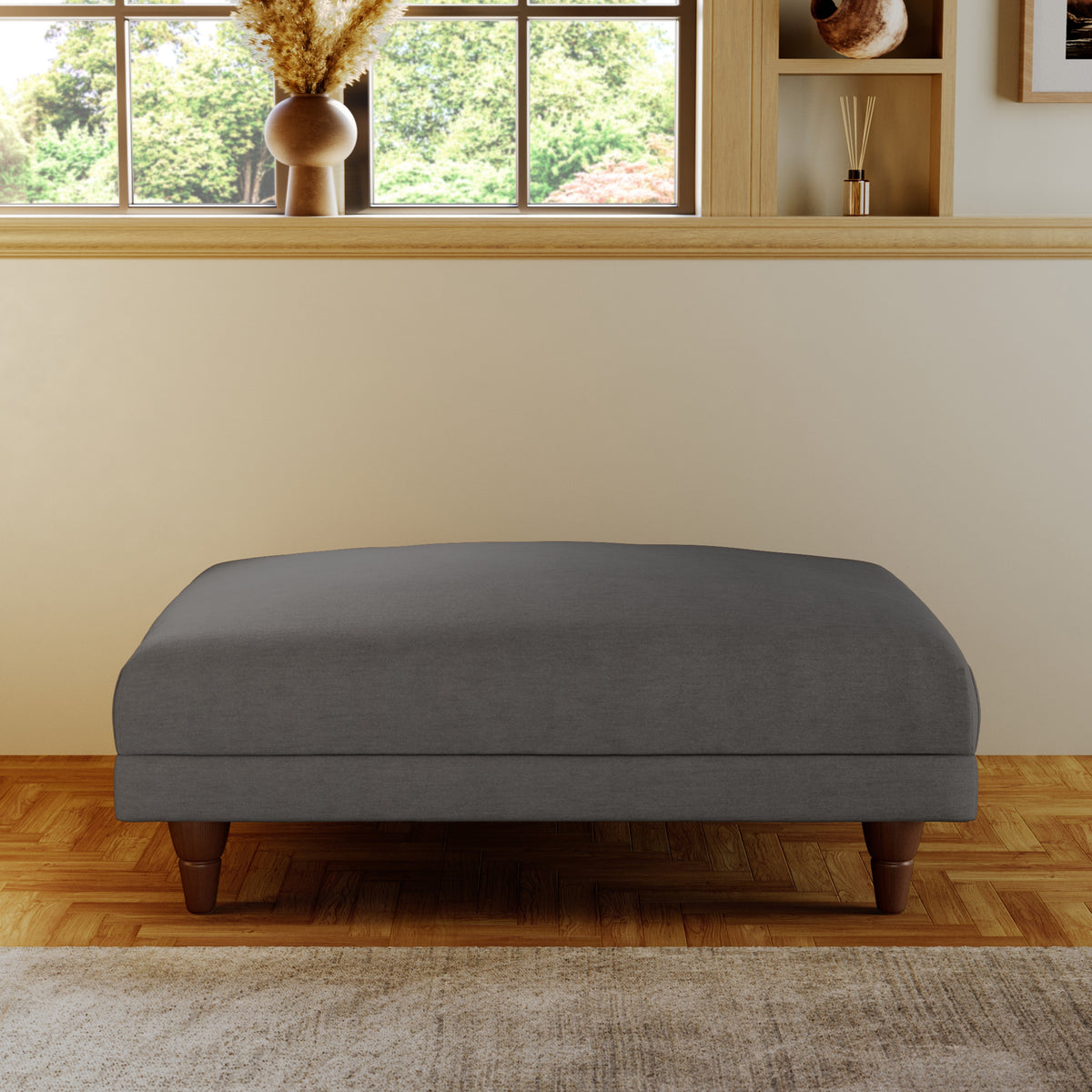Bampton Banquette Footstool Charcoal Beech Feet from Roseland Furniture