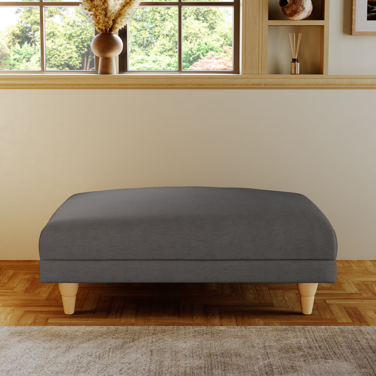 Bampton Banquette Footstool Charcoal Oak Feet from Roseland Furniture
