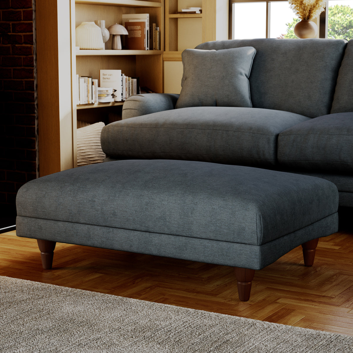 Bampton Banquette Footstool Granite Beech Feet from Roseland Furniture