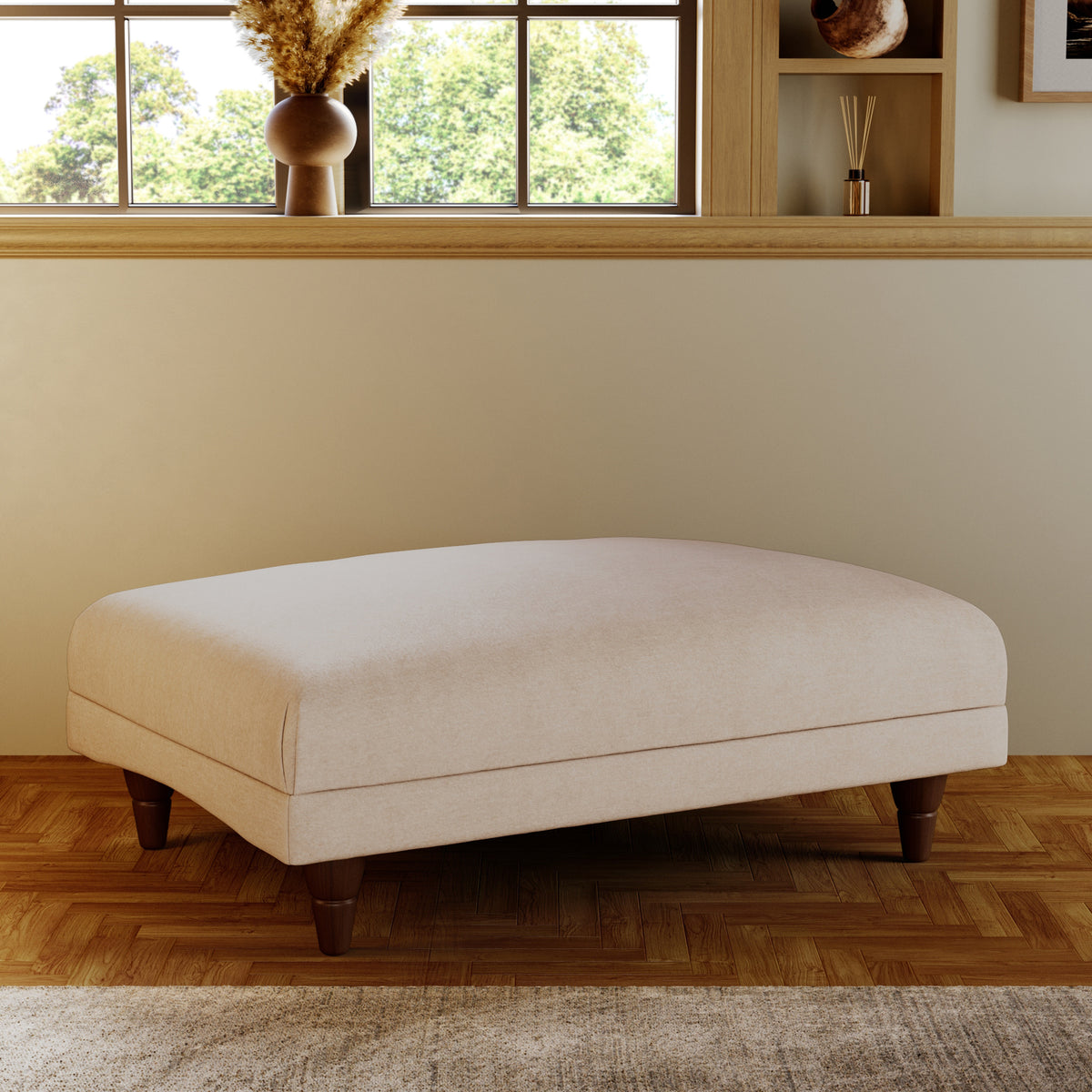 Bampton Banquette Footstool Cream Beech Feet from Roseland Furniture