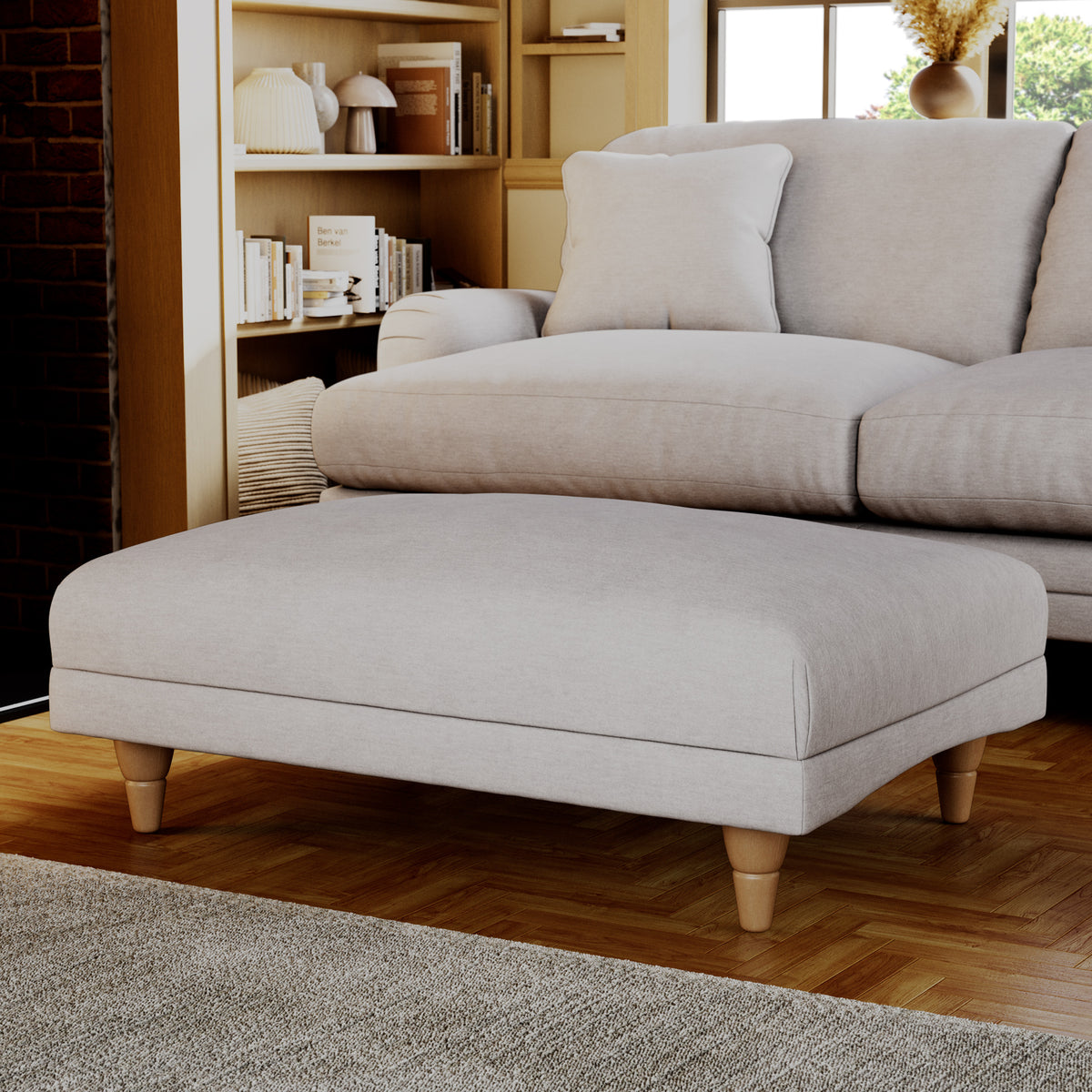 Bampton Banquette Footstool Cream Oak Feet from Roseland Furniture