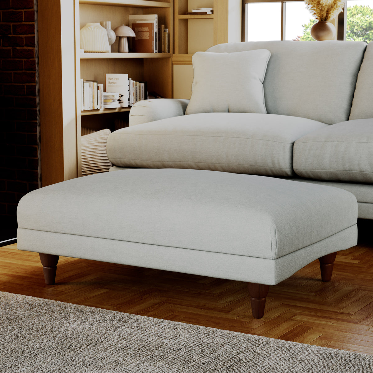 Bampton Banquette Footstool Sky Beech Feet from Roseland Furniture
