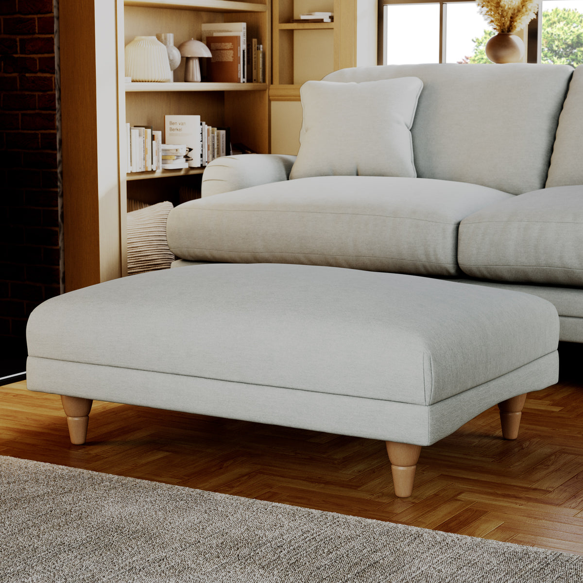 Bampton Banquette Footstool Sky Oak Feet from Roseland Furniture