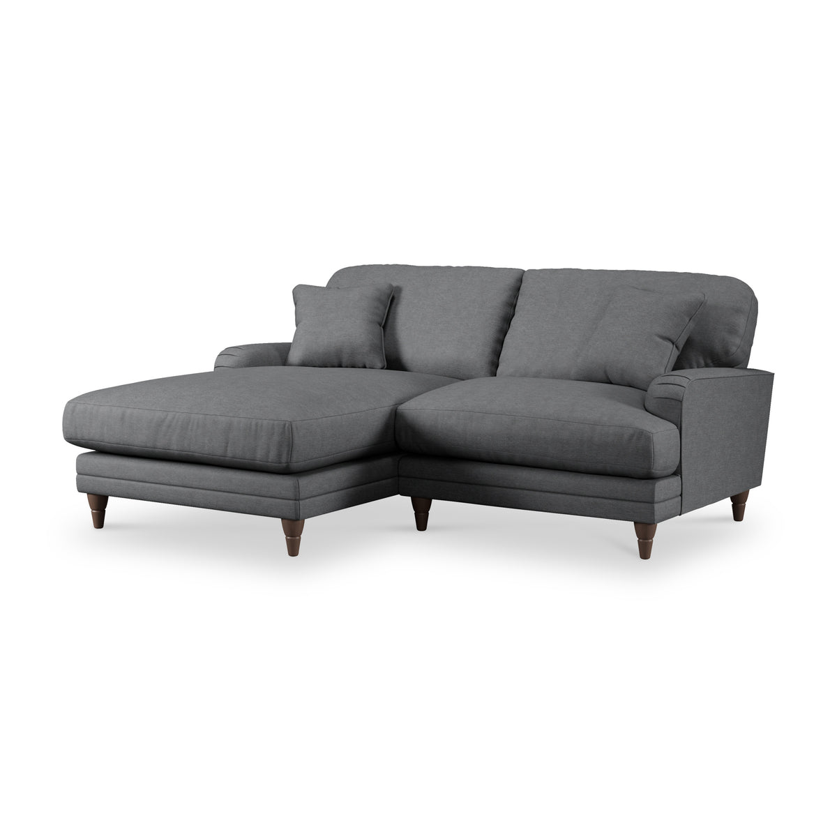 Bampton 3 Seater Chaise Sofa LH Charcoal Beech Feet from Roseland Furniture