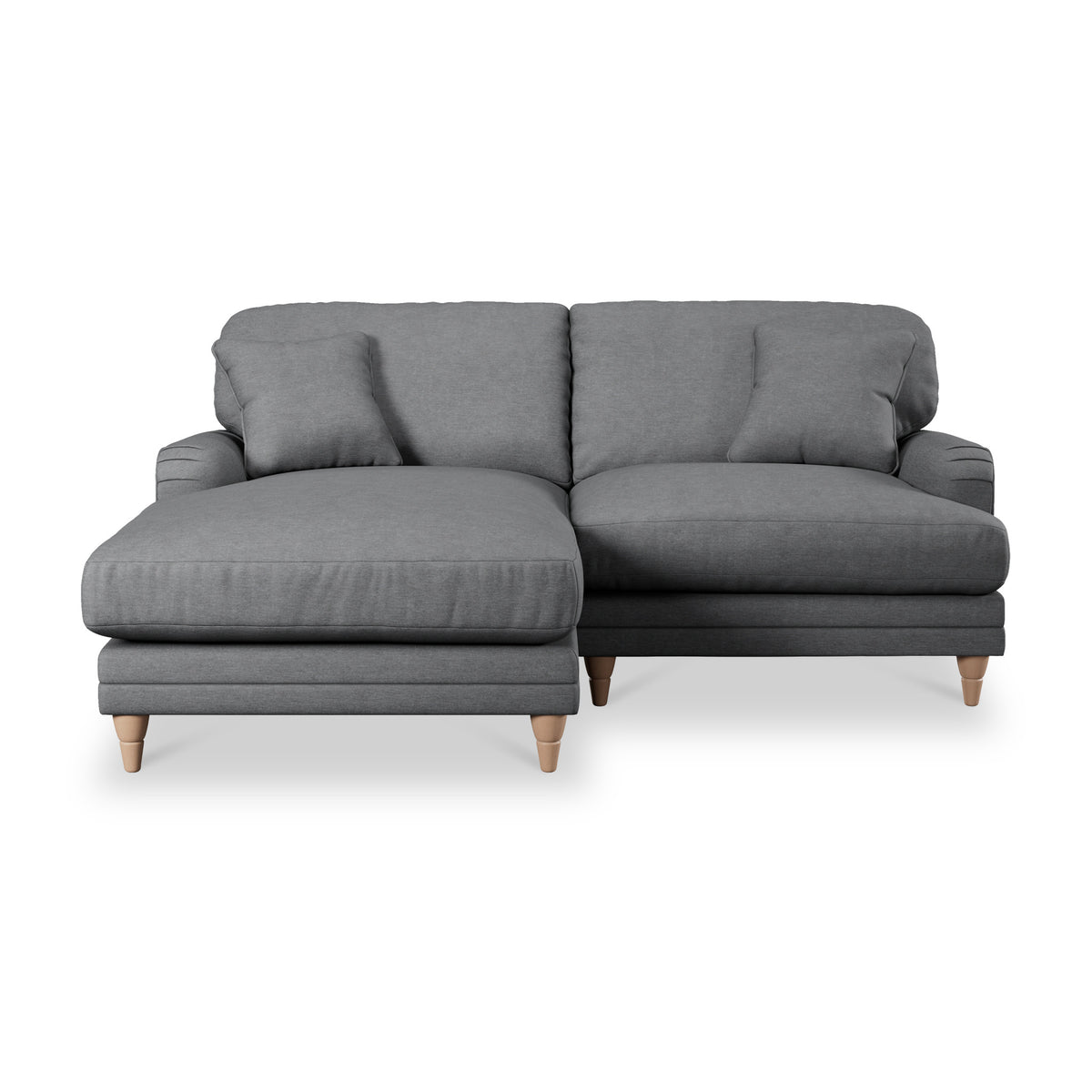 Bampton 3 Seater Chaise Sofa LH Charcoal Oak Feet from Roseland Furniture