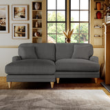 Bampton 3 Seater Chaise Sofa LH Charcoal Oak Feet from Roseland Furniture