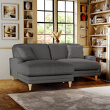 Bampton 3 Seater Chaise Sofa LH Charcoal Oak Feet from Roseland Furniture
