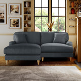 Bampton 3 Seater Chaise Sofa LH Granite Oak Feet from Roseland Furniture