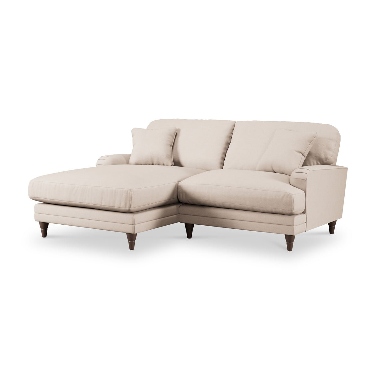 Bampton 3 Seater Chaise Sofa LH Cream Beech Feet from Roseland Furniture