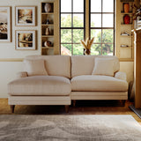 Bampton 3 Seater Chaise Sofa LH Cream Beech Feet from Roseland Furniture