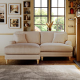 Bampton 3 Seater Chaise Sofa LH Cream Oak Feet from Roseland Furniture