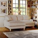 Bampton 3 Seater Chaise Sofa LH Cream Oak Feet from Roseland Furniture