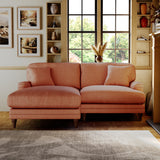 Bampton 3 Seater Chaise Sofa LH Salmon Beech Feet from Roseland Furniture