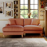Bampton 3 Seater Chaise Sofa LH Salmon Oak Feet from Roseland Furniture