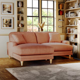 Bampton 3 Seater Chaise Sofa LH Salmon Oak Feet from Roseland Furniture