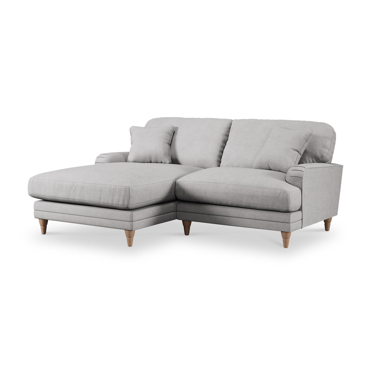 Bampton 3 Seater Chaise Sofa LH Silver Oak Feet from Roseland Furniture