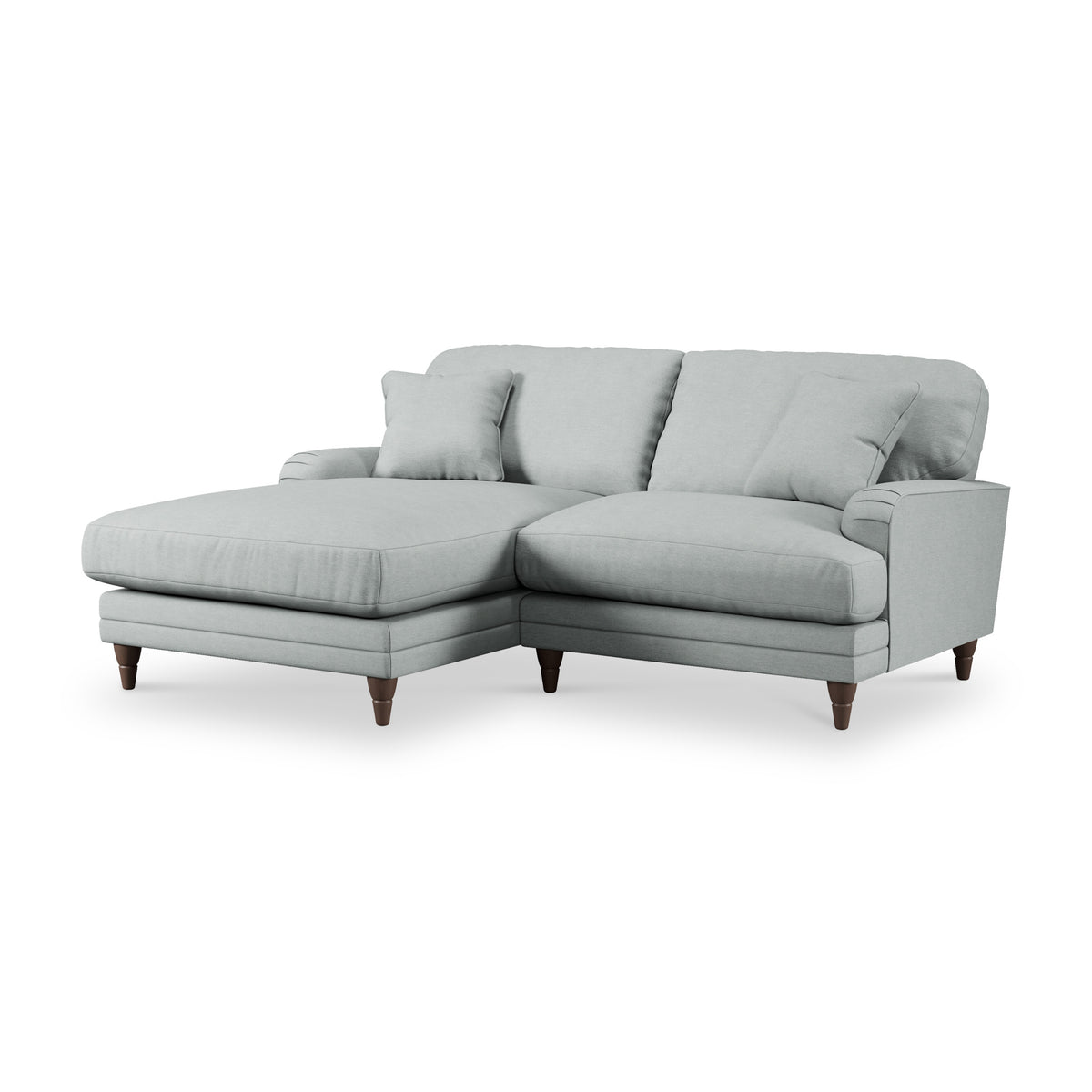 Bampton 3 Seater Chaise Sofa LH Warm Grey Beech Feet from Roseland Furniture