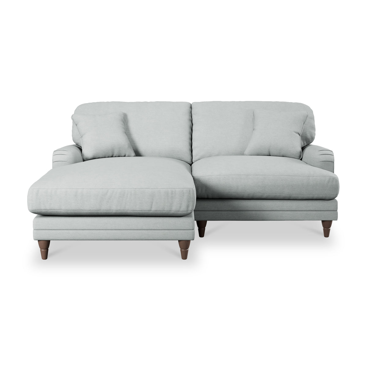 Bampton 3 Seater Chaise Sofa LH Warm Grey Beech Feet from Roseland Furniture