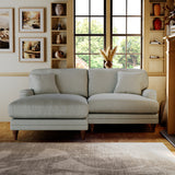 Bampton 3 Seater Chaise Sofa LH Warm Grey Beech Feet from Roseland Furniture