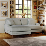 Bampton 3 Seater Chaise Sofa LH Warm Grey Beech Feet from Roseland Furniture