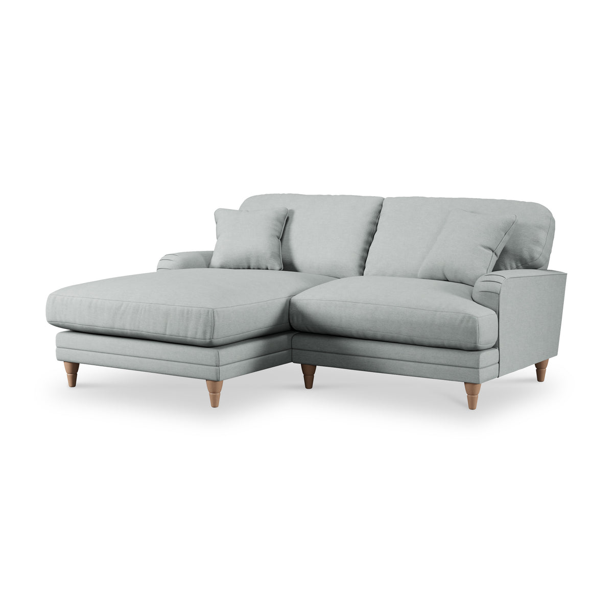 Bampton 3 Seater Chaise Sofa LH Warm Grey Oak Feet from Roseland Furniture