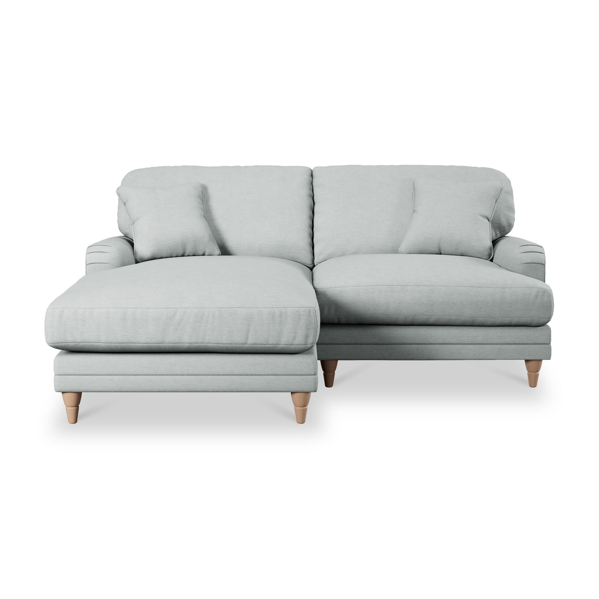Bampton 3 Seater Chaise Sofa LH Warm Grey Oak Feet from Roseland Furniture