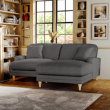 Bampton 3 Seater Chaise Sofa RH Charcoal Oak Feet from Roseland Furniture