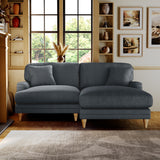 Bampton 3 Seater Chaise Sofa Granite Oak Feet from Roseland Furniture