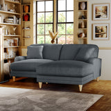 Bampton 3 Seater Chaise Sofa Granite Oak Feet from Roseland Furniture