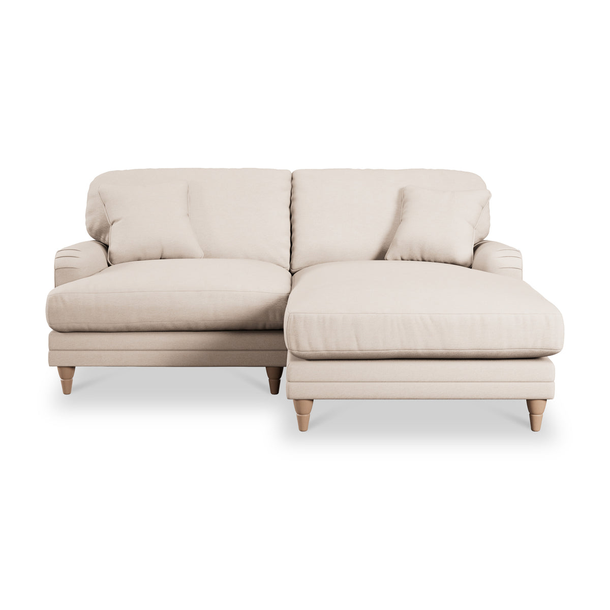 Bampton 3 Seater Chaise Sofa RH Cream Oak Feet from Roseland Furniture