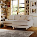 Bampton 3 Seater Chaise Sofa RH Cream Oak Feet from Roseland Furniture