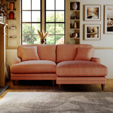 Bampton 3 Seater Chaise Sofa RH Salmon Beech Feet from Roseland Furniture