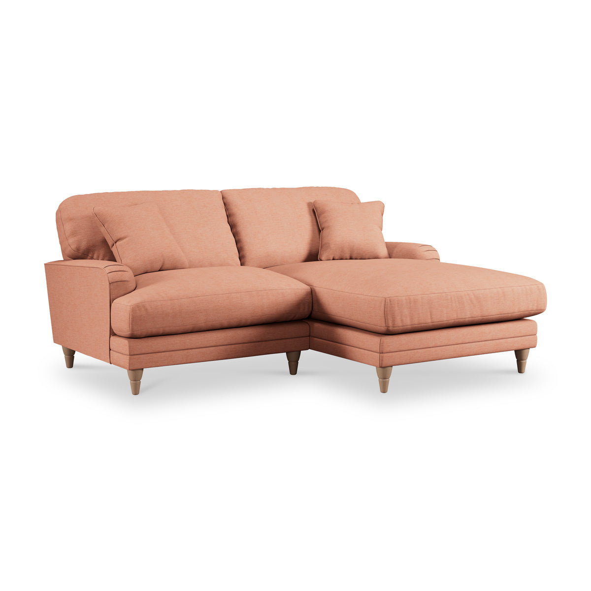 Bampton 3 Seater Chaise Sofa RH Salmon Oak Feet from Roseland Furniture
