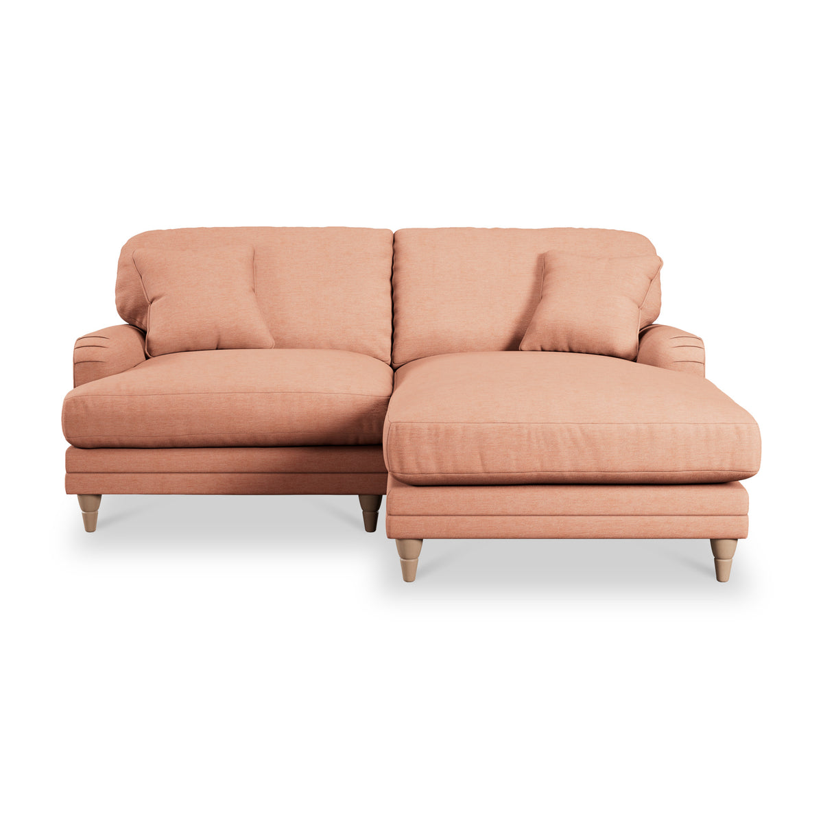 Bampton 3 Seater Chaise Sofa RH Salmon Oak Feet from Roseland Furniture